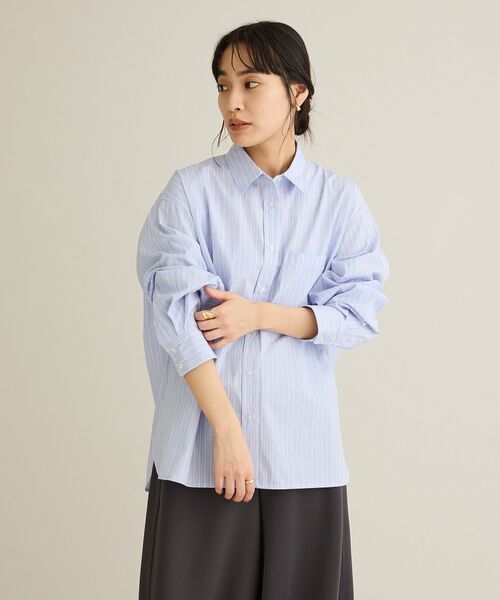 CRAFT STANDARD BOUTIQUE(クラフトスタンダードブティック)の「レギュラーカラーオーバーサイズシャツ(シャツ/ブラウス・レディース・ライトブルー/サックスブルー/ブルー・FREE)」の7枚目の写真