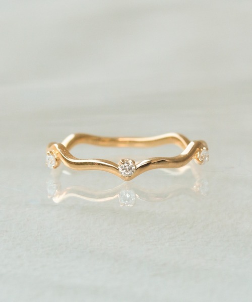 WEB限定】K18vermeil ダイヤモンド3石 ニュアンスリング（リング