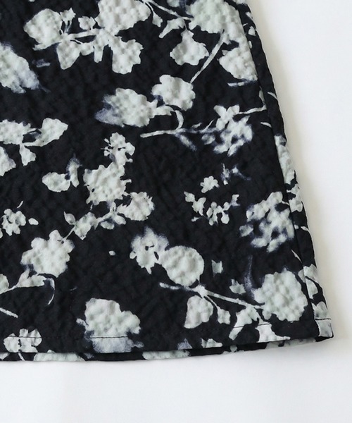 antiqua(アンティカ)の「半袖 花柄 ロング シャツワンピース(シャツワンピース・レディース・ブラック・ONESIZE)」の9枚目の写真