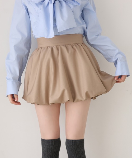 one after another NICE CLAUP（ワンアフターアナザーナイスクラップ）の「【premium order】サイズ展開あり/セットで着れる/バルーンスカパン（スカート・レディース・ブラック/グレー系その他/ベージュ/ピンクベージュ・SMALL/MEDIUM）」の3枚目の写真