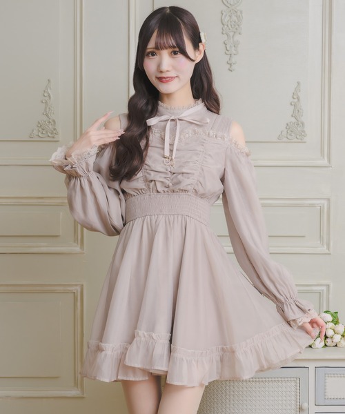 セール】レイヤードオフショル長袖ワンピース（ワンピース）｜couture