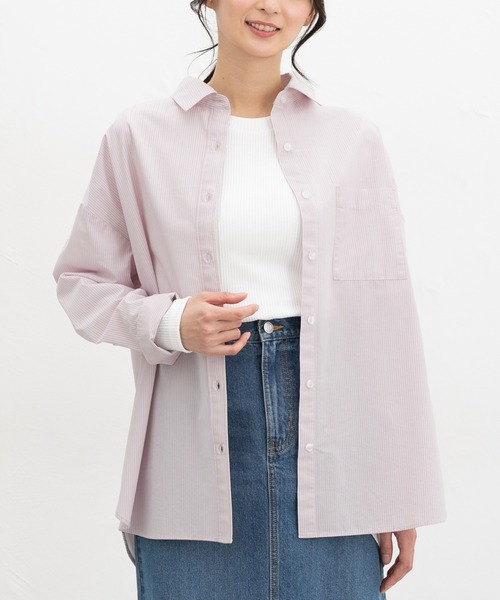 Honeys(ハニーズ)の「ゆるチュニックシャツ(シャツ/ブラウス・レディース・ライトブルー/ピンク系その他/サックスブルー系/グリーン系その他/ホワイト・L/S/M/LL)」の5枚目の写真