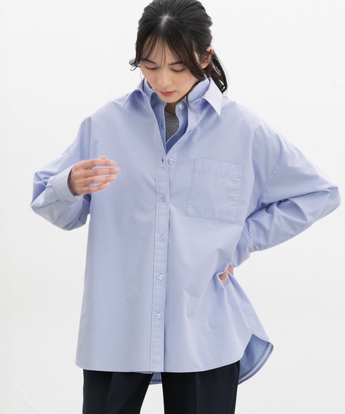 Honeys(ハニーズ)の「ゆるチュニックシャツ(シャツ/ブラウス・レディース・ライトブルー/ピンク系その他/サックスブルー系/グリーン系その他/ホワイト・L/S/M/LL)」の6枚目の写真