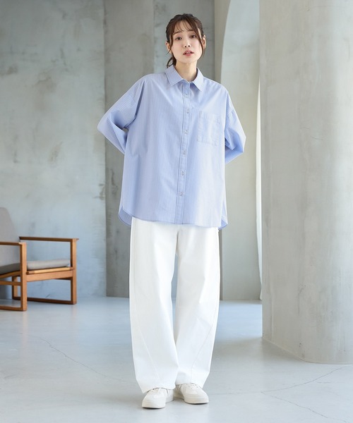 Honeys(ハニーズ)の「ゆるチュニックシャツ(シャツ/ブラウス・レディース・ライトブルー/ピンク系その他/サックスブルー系/グリーン系その他/ホワイト・L/S/M/LL)」の7枚目の写真