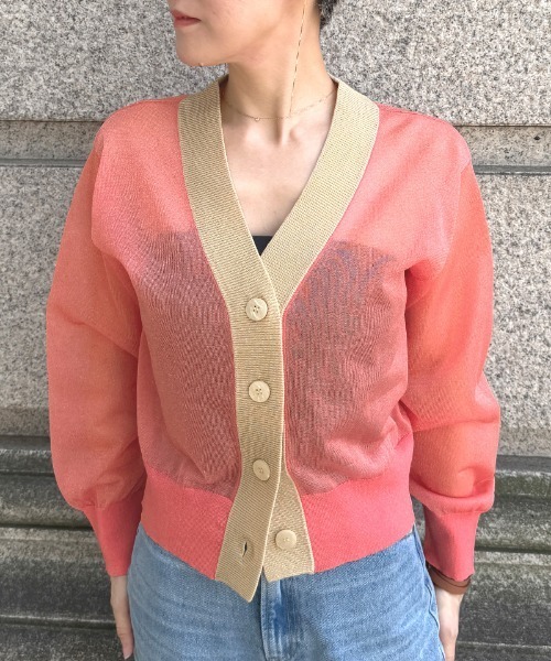 JENNE(ジェンヌ)の「シアー配色サマーカーディガン(カーディガン/ボレロ・レディース・ブラック/スカイブルー/ホワイト・MEDIUM/LARGE/SMALL)」の18枚目の写真