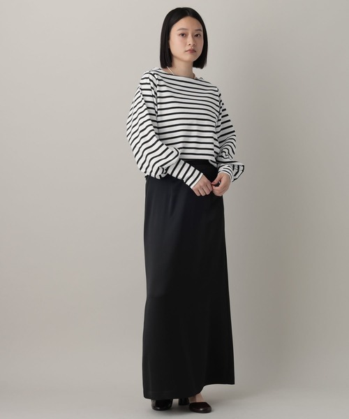 A part by（アパートバイ）の「ボーダーパフスリーブ_長袖（Tシャツ/カットソー・レディース・レッド/ブラック・FREE）」の3枚目の写真