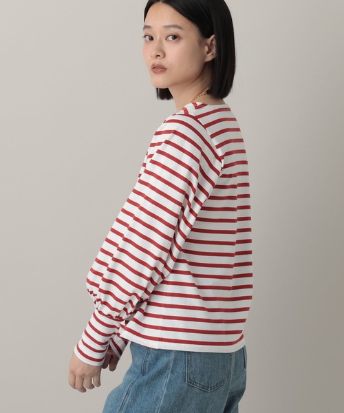 A part by（アパートバイ）の「ボーダーパフスリーブ_長袖（Tシャツ/カットソー・レディース・レッド/ブラック・FREE）」の10枚目の写真