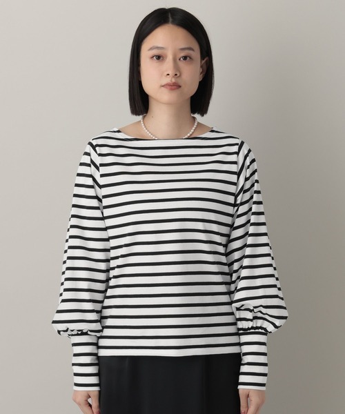 A part by（アパートバイ）の「ボーダーパフスリーブ_長袖（Tシャツ/カットソー・レディース・レッド/ブラック・FREE）」の12枚目の写真