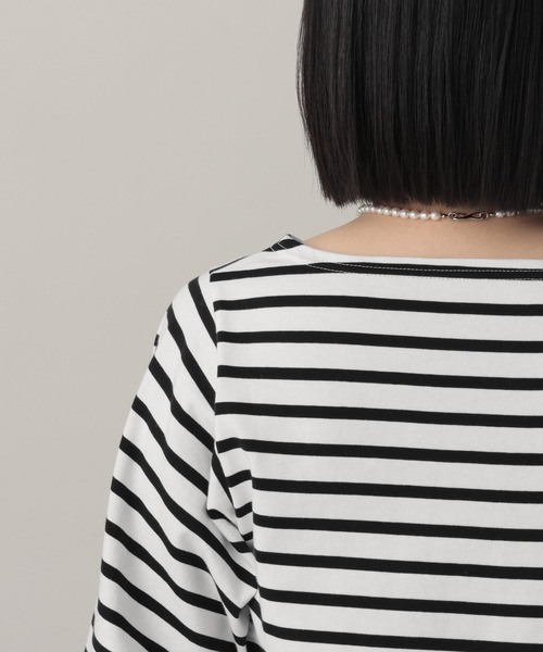 A part by（アパートバイ）の「ボーダーパフスリーブ_長袖（Tシャツ/カットソー・レディース・レッド/ブラック・FREE）」の15枚目の写真