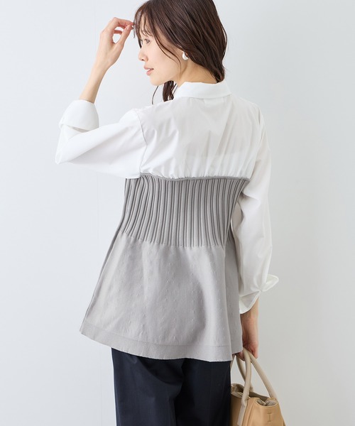 ROPE' PICNIC（ロペピクニック）の「シャツドッキングペプラムニット（シャツ/ブラウス・レディース・ブラック/ブラウン/ライトグレー・FREE）」の14枚目の写真