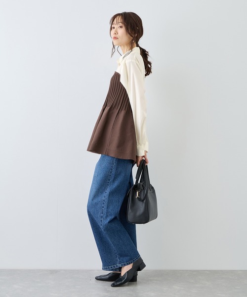 ROPE' PICNIC（ロペピクニック）の「シャツドッキングペプラムニット（シャツ/ブラウス・レディース・ブラック/ブラウン/ライトグレー・FREE）」の17枚目の写真