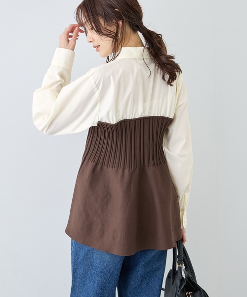ROPE' PICNIC（ロペピクニック）の「シャツドッキングペプラムニット（シャツ/ブラウス・レディース・ブラック/ブラウン/ライトグレー・FREE）」の19枚目の写真