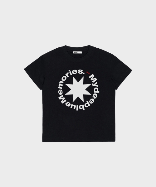 mydeepbluememories（マイディープブルーメモリーズ）の「(W)MM CROP ROUND LOGO TEE (BLACK)（Tシャツ/カットソー・レディース・ブラック・FREE）」の4枚目の写真