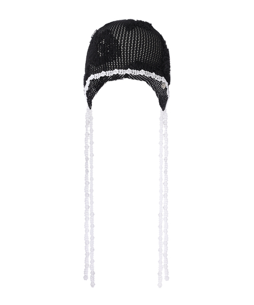 CRANK(クランク)の「レースクロシェボネット_ブラック(ニットキャップ/ビーニー・レディース・その他・FREE)」の4枚目の写真