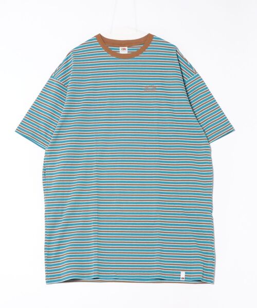 FRUIT OF THE LOOM（フルーツオブザルーム）の「【ST】【FRUIT OF THE LOOM】マルチボーダー5分袖ワンピース（ワンピース・レディース・レンガ/ピンク/ミント/ベージュ・FREE）」の4枚目の写真