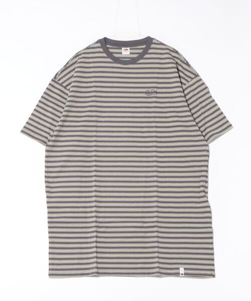 FRUIT OF THE LOOM（フルーツオブザルーム）の「【ST】【FRUIT OF THE LOOM】マルチボーダー5分袖ワンピース（ワンピース・レディース・レンガ/ピンク/ミント/ベージュ・FREE）」の2枚目の写真