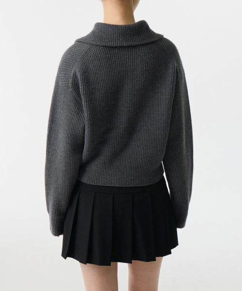 MUSINSA STANDARD WOMAN（ムシンサスタンダードウーマン）の「ウィメンズラムウールリブニットハーフジップ[ミディアムグレー]（ニット/セーター・レディース・その他・LARGE/MEDIUM/SMALL/X-SMALL）」の2枚目の写真