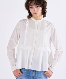 MARILYNMOON マリリンムーン トップス シャツ ブラウス ホワイト新品 Marilyn Moon（マリリンムーン） ブラウス シャツ プリーツエンブロイ