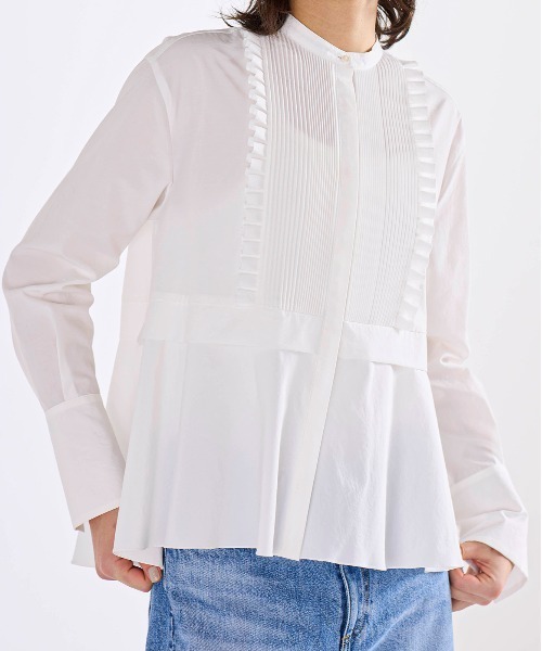 Marilyn Moon（マリリンムーン）の「tuck frill flare shirt（シャツ/ブラウス・レディース・ホワイト/グレー・FREE）」の6枚目の写真