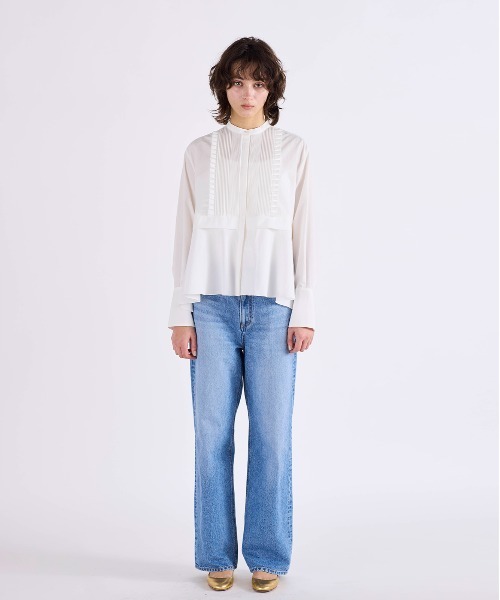 Marilyn Moon（マリリンムーン）の「tuck frill flare shirt（シャツ/ブラウス・レディース・ホワイト/グレー・FREE）」の9枚目の写真