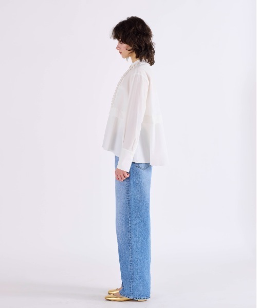 Marilyn Moon（マリリンムーン）の「tuck frill flare shirt（シャツ/ブラウス・レディース・ホワイト/グレー・FREE）」の10枚目の写真