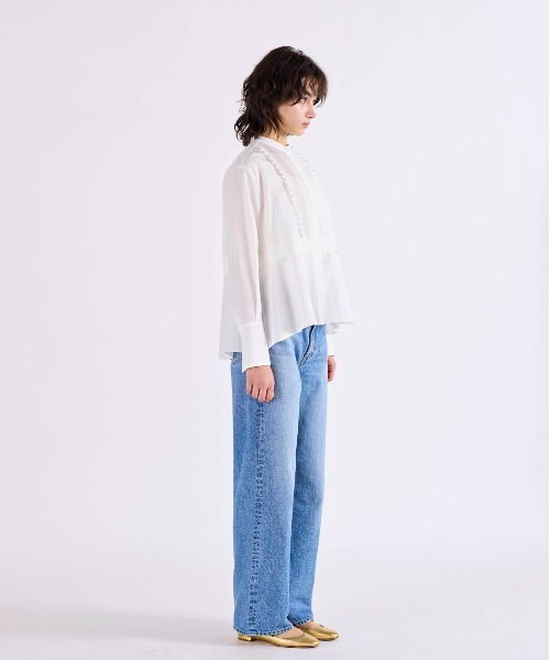 Marilyn Moon（マリリンムーン）の「tuck frill flare shirt（シャツ/ブラウス・レディース・ホワイト/グレー・FREE）」の11枚目の写真