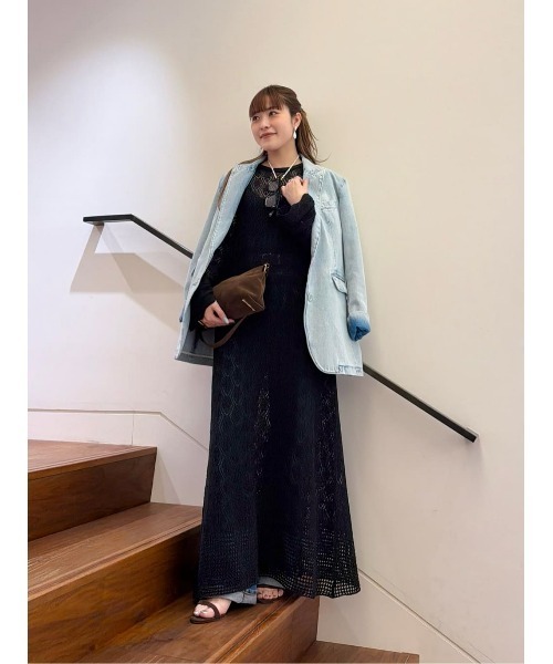 allureville(アルアバイル)の「レースニットワンピース(ワンピース・レディース・オフホワイト/ブラック・2)」の6枚目の写真