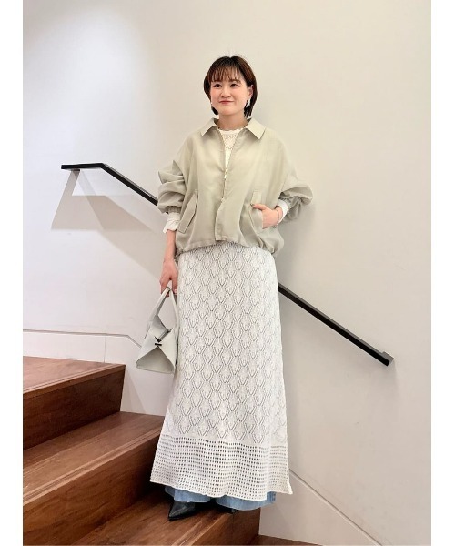 allureville(アルアバイル)の「レースニットワンピース(ワンピース・レディース・オフホワイト/ブラック・2)」の3枚目の写真