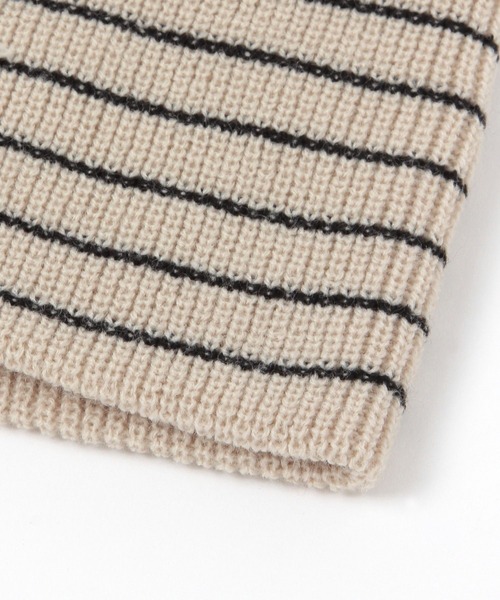 LOWRYS FARM（ローリーズファーム）の「ボーダーニットビーニー　645151（ニットキャップ/ビーニー・レディース・ブラック/アイボリー・FREE）」の8枚目の写真