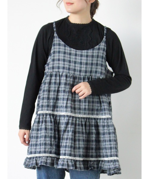 Samansa Mos2(サマンサ モスモス)の「はしごレースティアードキャミチュニック(チュニック・レディース・ブラック/オフホワイト/ネイビー・F)」の1枚目の写真