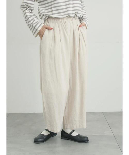 Samansa Mos2(サマンサ モスモス)の「【Cross×Linen】ふんわりパンツ(その他パンツ・レディース・ブラック/ベージュ・M/L)」の1枚目の写真