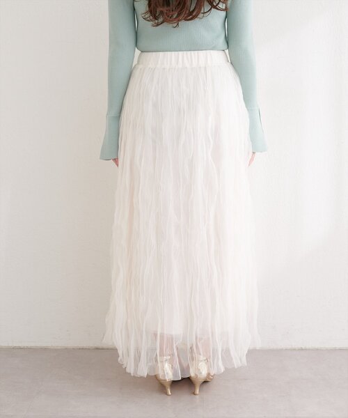 natural couture（ナチュラルクチュール）の「チュールクリンクルスカート（スカート・レディース・ピンクベージュ/オフホワイト/チャコールグレー・FREE）」の14枚目の写真