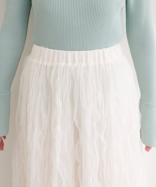 natural couture（ナチュラルクチュール）の「チュールクリンクルスカート（スカート・レディース・ピンクベージュ/オフホワイト/チャコールグレー・FREE）」の15枚目の写真