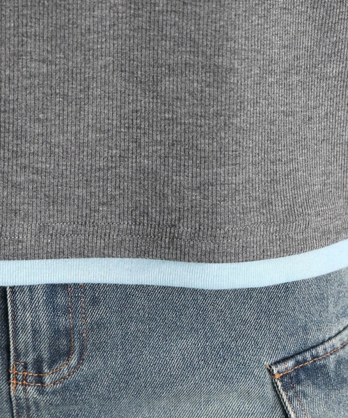 tiptop（ティップトップ）の「【web限定アイテム】配色シアー×ヘンリーネックレイヤードロンT（Tシャツ/カットソー・レディース・チャコールグレー/オフホワイト/ブラック・FREE）」の14枚目の写真