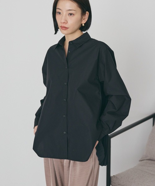 AMERICAN HOLIC(アメリカンホリック)の「【イージーケア】バックプリーツシャツ(シャツ/ブラウス・レディース・オフホワイト/サックスブルー/ブラック・M/L)」の5枚目の写真