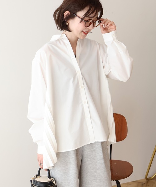 AMERICAN HOLIC(アメリカンホリック)の「【イージーケア】バックプリーツシャツ(シャツ/ブラウス・レディース・オフホワイト/サックスブルー/ブラック・M/L)」の22枚目の写真