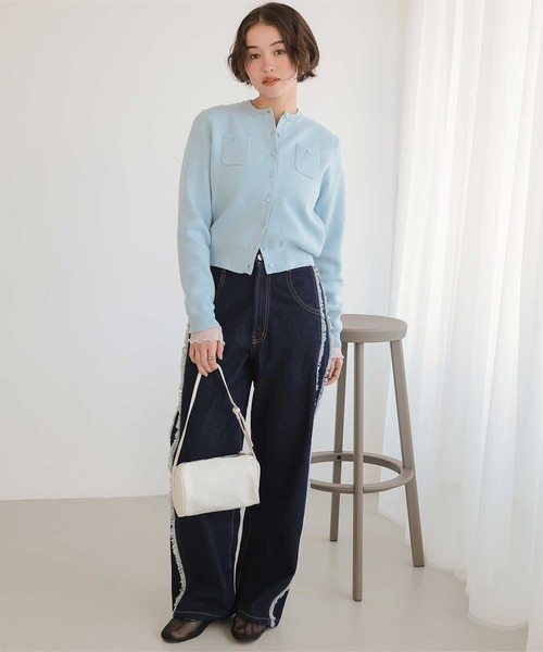 titivate(ティティベイト)の「サイドフリンジワイドデニムパンツ(デニムパンツ・レディース・インディゴブルー/ブルー/ライトブルー・M)」の9枚目の写真