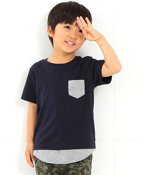 B:MING by BEAMS（ビーミングバイビームス）の「ビーミング by ビームス / レイヤードTシャツ 16SS（Tシャツ/カットソー・キッズ・ホワイト/トップグレー/ネイビー・90/100/120/110/140/130）」の3枚目の写真