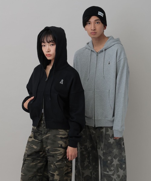ALAND(エーランド)の「【UNISEX】ALAND/ワッペンダブルジップパーカー(パーカー・レディース・ブラック/グレー・SMALL/LARGE)」の5枚目の写真