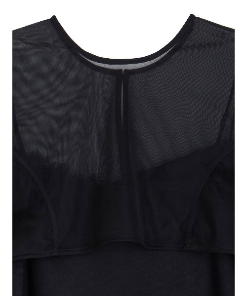 Ameri（アメリ）の「SHEER LAYERED SATIN DRESS（ドレス・レディース・ブラック・MEDIUM/SMALL）」の22枚目の写真