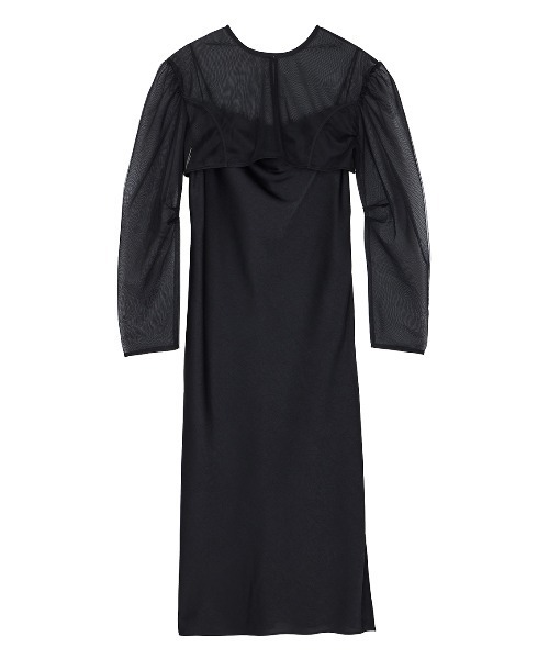Ameri（アメリ）の「SHEER LAYERED SATIN DRESS（ドレス・レディース・ブラック・MEDIUM/SMALL）」の17枚目の写真