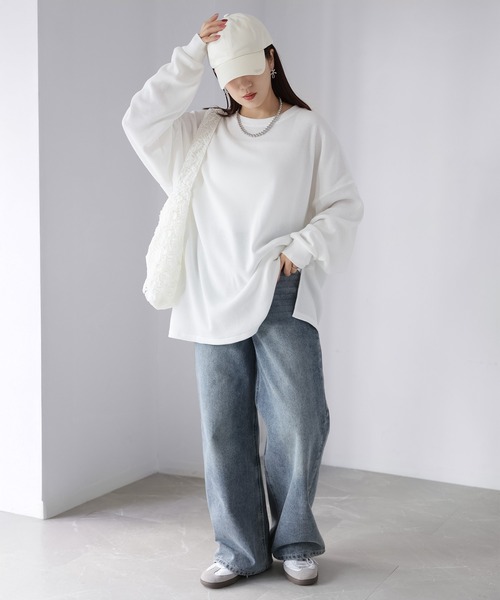 Riberry(リベリー)の「オーバーサイズワッフルプルオーバートップス(Tシャツ/カットソー・レディース・オフホワイト/杢グレー/チャコールグレー・FREE)」の10枚目の写真