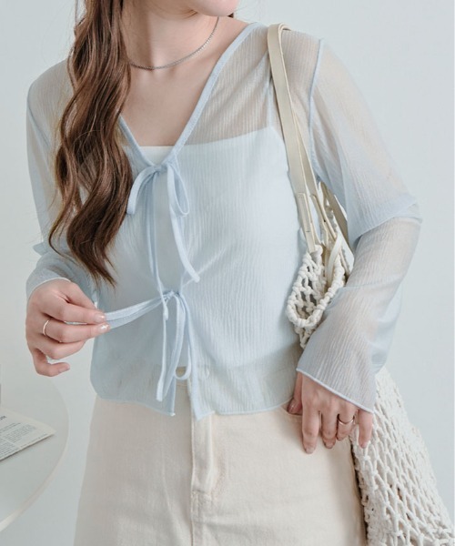 kirakiraShop(キラキラショップ)の「シアー リボン ショート カーディガン(カーディガン/ボレロ・レディース・ブラック/ブルー/ホワイト/イエロー・FREE)」の22枚目の写真