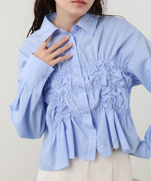 Bab(バブ)の「ホイップシャーリングブラウス(シャツ/ブラウス・レディース・B/A/サックスブルー・M)」の2枚目の写真