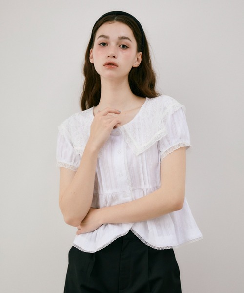 idem(イデム)の「vintage lace big collar blouse / ヴィンテージビッグカラーブラウス(シャツ/ブラウス・レディース・ホワイト・FREE)」の16枚目の写真