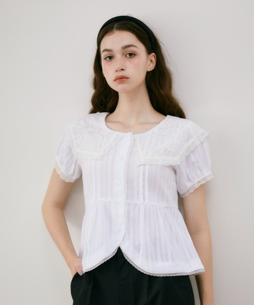 idem(イデム)の「vintage lace big collar blouse / ヴィンテージビッグカラーブラウス(シャツ/ブラウス・レディース・ホワイト・FREE)」の10枚目の写真