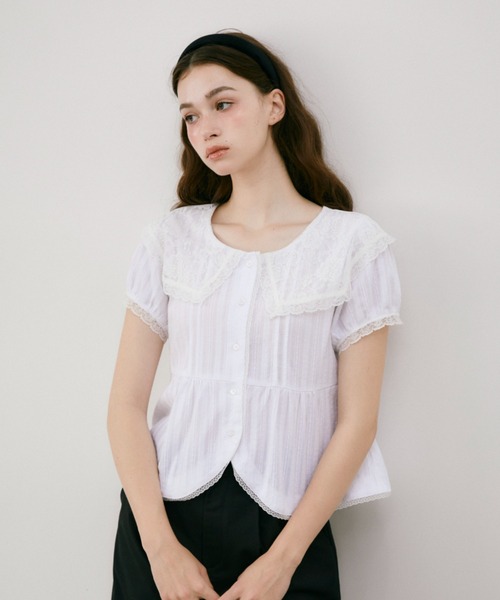 idem(イデム)の「vintage lace big collar blouse / ヴィンテージビッグカラーブラウス(シャツ/ブラウス・レディース・ホワイト・FREE)」の12枚目の写真