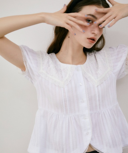 idem(イデム)の「vintage lace big collar blouse / ヴィンテージビッグカラーブラウス(シャツ/ブラウス・レディース・ホワイト・FREE)」の13枚目の写真