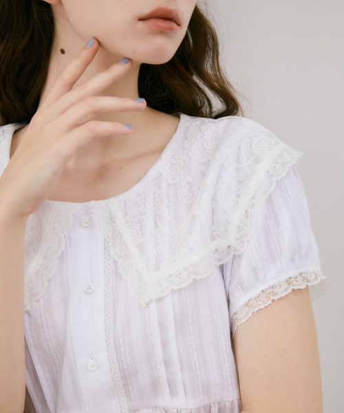 idem(イデム)の「vintage lace big collar blouse / ヴィンテージビッグカラーブラウス(シャツ/ブラウス・レディース・ホワイト・FREE)」の11枚目の写真