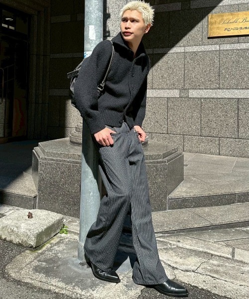 Chikashitsu +(チカシツプラス)の「【Chikashitsu +】high neck wool knit cardigan / 【チカシツプラス】ハイネックウールニットカーディガン(カーディガン/ボレロ・メンズ・ブラック/ブラウン/グレー・ONE SIZE)」の11枚目の写真